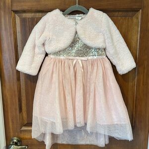 Blueberi Boulevard Pale Pink Holiday Party Cropped Sweater and Dress Set